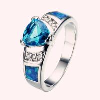 Cubic Zirconia Micro Pave Brass Ring, with Artificial Opal, Unisex & micro pave cubic zirconia, mixed colors, 17mm, Sold By PC