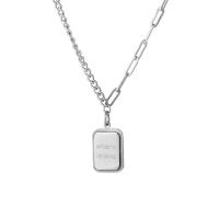 Stainless Steel Jewelry Necklace, Square, polished, fashion jewelry & Unisex, original color, 20x13mm, Length:44 cm, Sold By PC