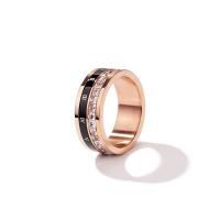 Titanium Steel Finger Ring, Donut, Vacuum Ion Plating, different size for choice & for woman & with rhinestone, rose gold color, 8mm, Sold By PC