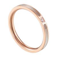 Titanium Steel Finger Ring with White Shell Donut Vacuum Ion Plating & for woman & with rhinestone rose gold color 2mm Sold By PC