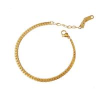 Titanium Steel Bracelet, Vacuum Ion Plating, for woman, golden, Length:Approx 7.5 Inch, Sold By PC