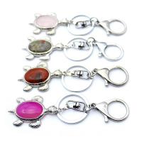 Natural Stone Key Clasp with Zinc Alloy Turtle platinum color plated Sold By PC