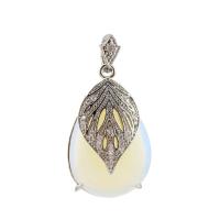 Gemstone Pendants Jewelry Natural Stone with Zinc Alloy Teardrop platinum color plated & for woman nickel lead & cadmium free Sold By PC