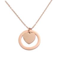 Stainless Steel Jewelry Necklace 304 Stainless Steel with 1.97 extender chain Heart Vacuum Ion Plating fashion jewelry 30mm Length 17.72 Inch Sold By PC