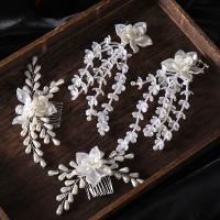 Bridal Decorative Hair Comb, Plastic Pearl, handmade, for bridal & different styles for choice, white, 3Pairs/Lot, Sold By Lot