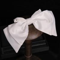 Cloth Bowkont Hair Clip, handmade, for bridal, white, 200x110mm, 3PCs/Lot, Sold By Lot