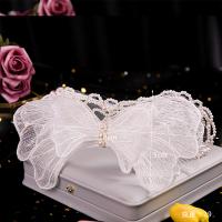 Bridal kose Cvijeće, Spun Svila, s Plastična Pearl, ručno izrađen, za žene, bijel, 270x130mm, 3računala/Lot, Prodano By Lot