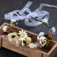 Bridal Hair Wreath Cloth handmade for woman beige 470mm Sold By Lot