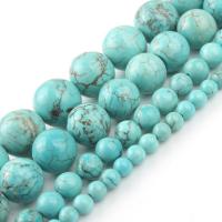 Türkis Perlen, rund, poliert, DIY & verschiedene Größen vorhanden, verkauft per ca. 15 ZollInch Strang