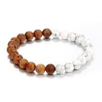 Gemstone Bracelets Wood with Howlite fashion jewelry & Unisex 8mm Length Approx 7.87 Inch Sold By PC