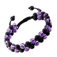 Gemstone Bracelets Abrazine Stone with Knot Cord & Amethyst handmade Double Layer & Unisex 6mm Length Approx 7.5-11.8 Inch Sold By PC