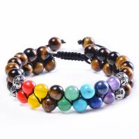 Gemstone Bracelets, with Knot Cord & Brass, handmade, Double Layer & different materials for choice & Unisex, 16mm, Length:Approx 7.5-11.8 Inch, Sold By PC