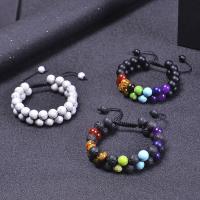 Gemstone Bracelet, with Knot Cord, Double Layer & different materials for choice & Unisex, 10mm, Length:Approx 7-11.8 Inch, Sold By PC