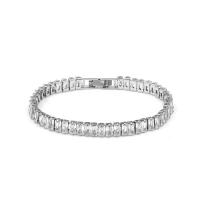 Cubic Zirconia Micro Pave Brass Bracelet, with Cubic Zirconia, Round, plated, fashion jewelry & for woman, more colors for choice, nickel, lead & cadmium free, Length:170 mm, Sold By PC