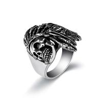 304 Stainless Steel Finger Ring, Skull, plated, fashion jewelry & different size for choice & for man, silver-grey, Sold By PC