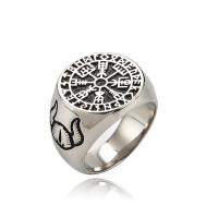 304 nehrđajućeg čelika Finger Ring, Kompas, pozlaćen, modni nakit & različite veličine za izbor & za čovjeka, srebrno-siva, Prodano By PC