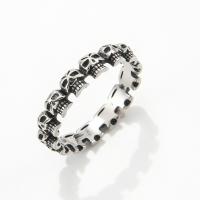 304 Stainless Steel Finger Ring Skull plated fashion jewelry & for man silver-grey Sold By PC
