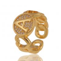 Kubisk Circonia Micro bane messing Ring, guldfarve belagt, Justerbar & forskellige design til valg & Micro Pave cubic zirconia & for kvinde, 20mm, Solgt af PC
