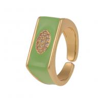 Krychlový Circonia Micro vydláždit mosazný prsten, Mosaz, barva pozlacený, Nastavitelný & unisex & micro vydláždit kubické zirkony & smalt, více barev na výběr, 22mm, Prodáno By PC