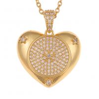 Cubic Zircon Micro Pave Brass Necklace, Heart, gold color plated, micro pave cubic zirconia & for woman, more colors for choice, 22x27mm, Length:Approx 17.7 Inch, Sold By PC
