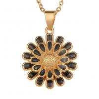 Ожерелья из латуни, Латунь, Форма цветка, плакирован золотом, Женский & эмаль, Много цветов для выбора, 20x28mm, длина:Приблизительно 17.7 дюймовый, продается PC