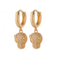 Huggie hoepel Drop Earrings, Messing, gold plated, verschillende stijlen voor de keuze & micro pave zirconia & voor vrouw, 21x28mm, Verkocht door pair
