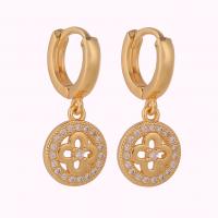 Huggie Hoop Drop Earring, Brass, gold color plated, different styles for choice & micro pave cubic zirconia & for woman, 12x29mm, Sold By Pair