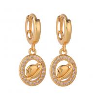 Huggie hoepel Drop Earrings, Messing, gold plated, verschillende stijlen voor de keuze & micro pave zirconia & voor vrouw, 12x28mm, Verkocht door pair
