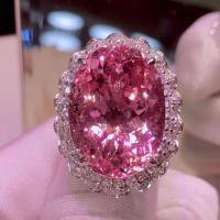 Vještački dijamant Ring Finger, Mesing, Oval, platine boja pozlaćen, prilagodljiv & za žene & s Rhinestone, nikal, olovo i kadmij besplatno, 20x30mm, Veličina:6-8, Prodano By PC