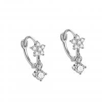 925 Sterling Silver Lever Back Earring, plated, for woman & with rhinestone, more colors for choice, 10x13mm, Sold By Pair