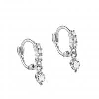 925 Sterling Silver Lever Back Earring, plated, for woman & with rhinestone, more colors for choice, 10x13mm, Sold By Pair