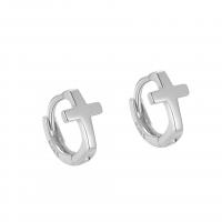 925er Sterling Silber Hebel Rückseiten Ohrring, Kreuz, plattiert, für Frau, keine, 5.20x7x9mm, verkauft von Paar