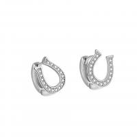 925 Sterling Silver Lever Back Earring, Horseshoes, plated, for woman & with rhinestone, more colors for choice, 9.70x10mm, Sold By Pair
