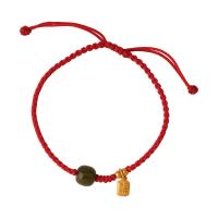 corde de coton bracelet, avec Argent sterling 925 & Hetian Jade & laiton, Placage de couleur d'or, Réglable & différents matériaux pour le choix & pour femme, violet, Longueur:7.6 pouce, Vendu par PC