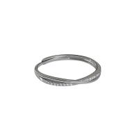 925 пробы Открыть палец кольцо, Регулируемый & Женский, серебряный, 2mm, продается PC