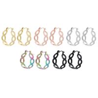 Mens Stainless Steel Hoop Earring, 304 rustfrit stål, mode smykker & for kvinde & hule, flere farver til valg, 7*23mm, Solgt af par