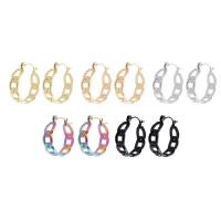 Stainless Steel Hoop Earring 304 Stainless Steel Vacuum Ion Plating fashion jewelry & for woman & hollow 7*22mm Sold By Pair