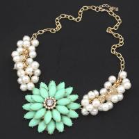 Fashion Statement Necklace, Tibetan Style, with Plastic Pearl, with 1.77inch extender chain, fashion jewelry & for woman & with rhinestone, more colors for choice, nickel, lead & cadmium free, 7.2cm, Length:Approx 22.76 Inch, Sold By PC