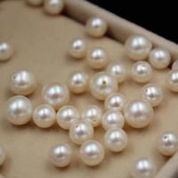 Cultured Half Drilled Freshwater Pearl Beads, Round, natural, DIY & different size for choice, white, Sold By PC