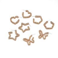 Zinc Alloy Stud Earring zinc alloy post pin plated for woman golden 30mm Sold By PC