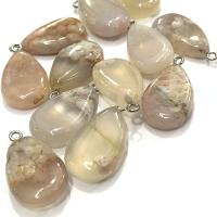 Cherry Blossom Agate Pendant with Zinc Alloy Teardrop polished mixed colors Sold By PC