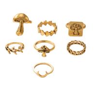 Cink Alloy Ring Set, Cink ötvözet, galvanizált, 7 darab & divat ékszerek & a nő, több színt a választás, Által értékesített Set