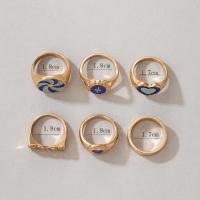 Ensemble d’anneau en alliage de zinc, Placage, 6 pièces & bijoux de mode & pour femme & émail, plus de couleurs à choisir, Vendu par fixé