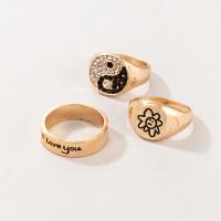 Zinc Alloy Ring Set plated 3 pieces & fashion jewelry & for woman & enamel & with rhinestone Sold By Set
