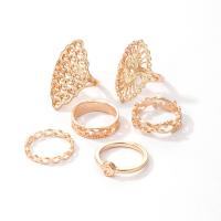 Ensemble d’anneau en alliage de zinc, 6 pièces & bijoux de mode & pour femme, doré, Vendu par fixé