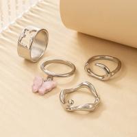 Zinc Alloy Ring Set with Acrylic 4 pieces & fashion jewelry & for woman original color Sold By Set