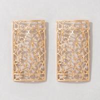 Tibetan Style Stud Earring, fashion jewelry & for woman, golden, 55x30mm, Sold By Pair