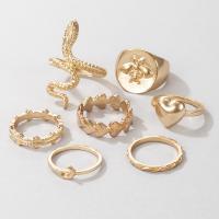 Cink Alloy Ring Set, Cink ötvözet, galvanizált, 7 darab & divat ékszerek & a nő, aranysárga, Által értékesített Set
