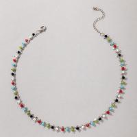 Seed verre collier de perles, alliage de zinc, avec Seedbead, avec 5.5cm chaînes de rallonge, Placage, bijoux de mode & pour femme, plus de couleurs à choisir, Vendu par 36 cm brin
