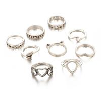 Zinc Alloy Ring Set plated 9 pieces & fashion jewelry & for woman silver color Sold By Set